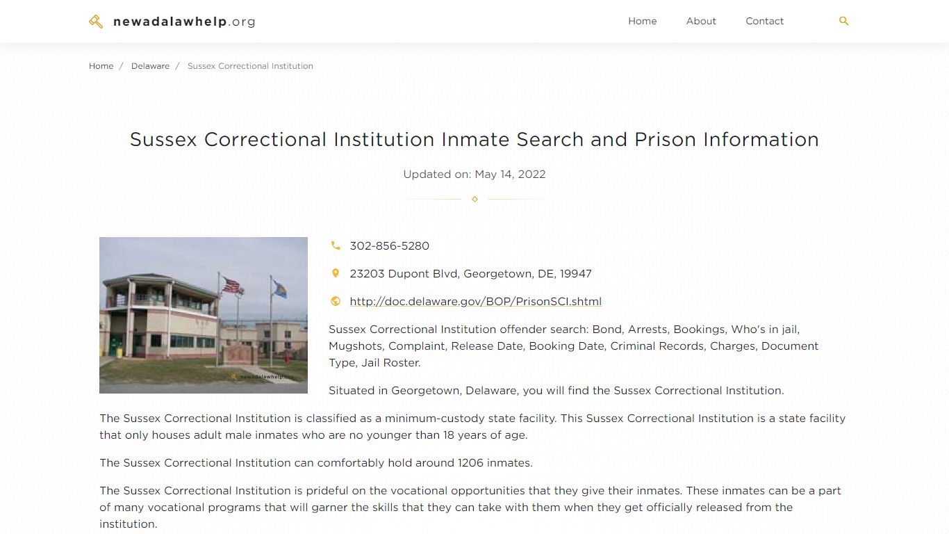 Sussex Correctional Institution Inmate Search, Visitation ...