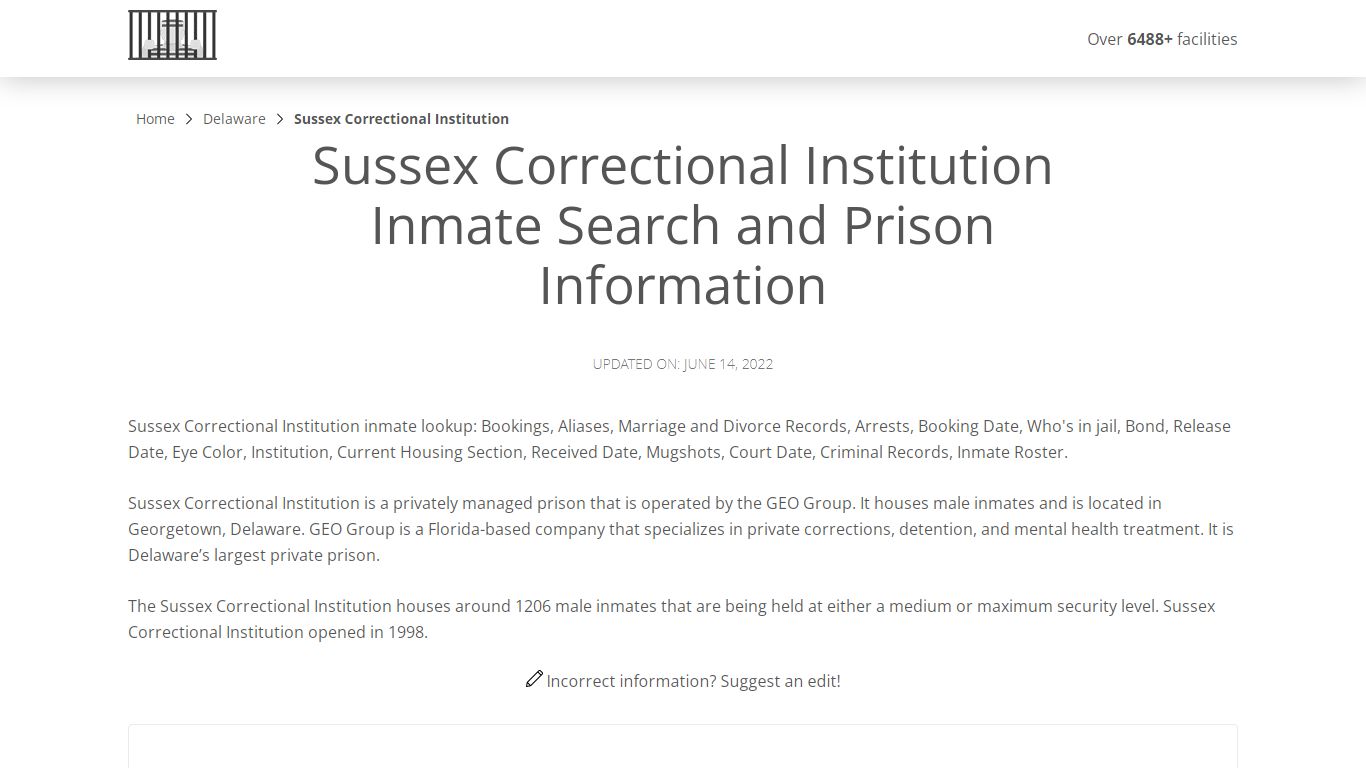 Sussex Correctional Institution Inmate Search, Visitation ...